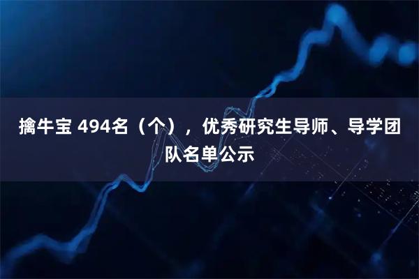 擒牛宝 494名（个），优秀研究生导师、导学团队名单公示
