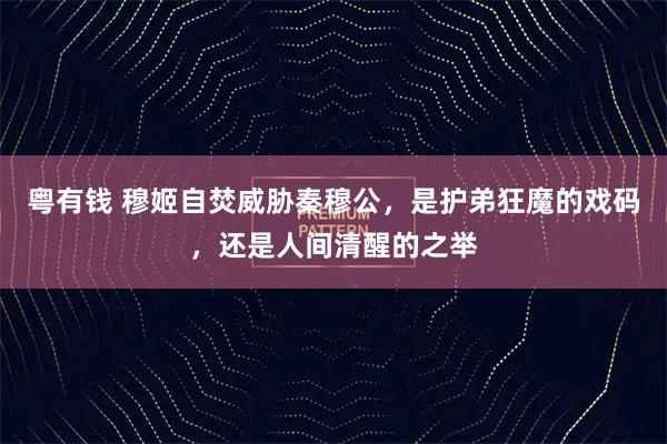 粤有钱 穆姬自焚威胁秦穆公，是护弟狂魔的戏码，还是人间清醒的之举